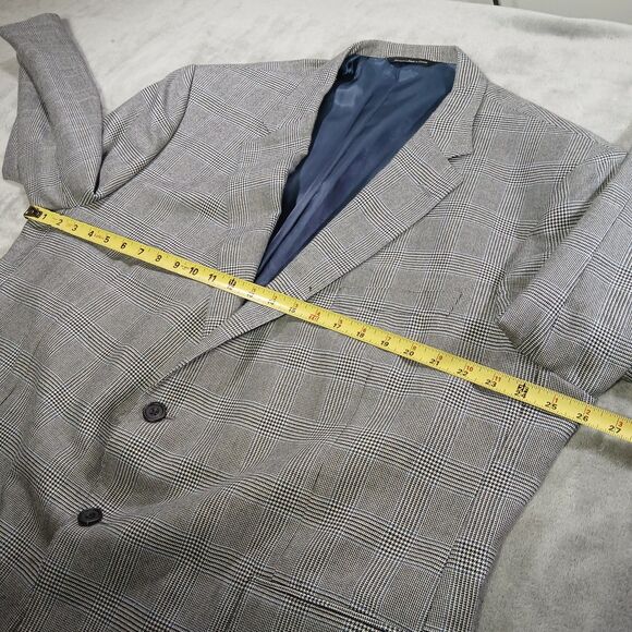 Samuelsohn Mens 52R Cashmere Sport Coat Blazer Jacket Gray Houndstooth Plaid - Picture 6 of 11